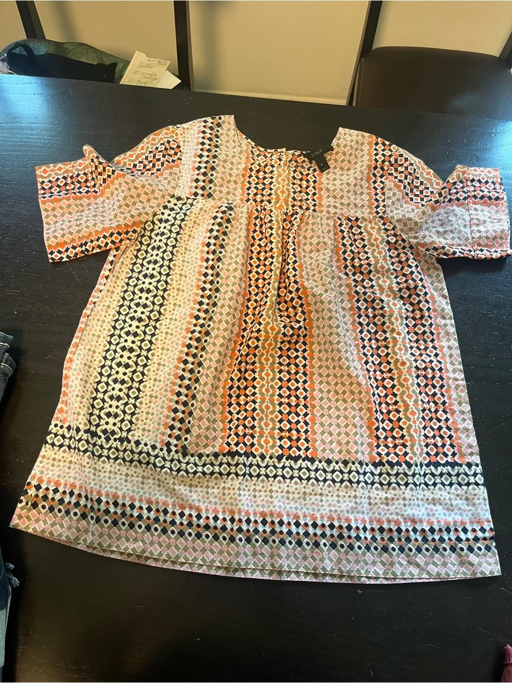 J. Crew Orange and Pink Geometric Short-Sleeve Top